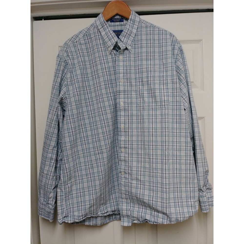 Pendleton Boulevard Button Up shirt Mens XL‎ check plaid light blue white